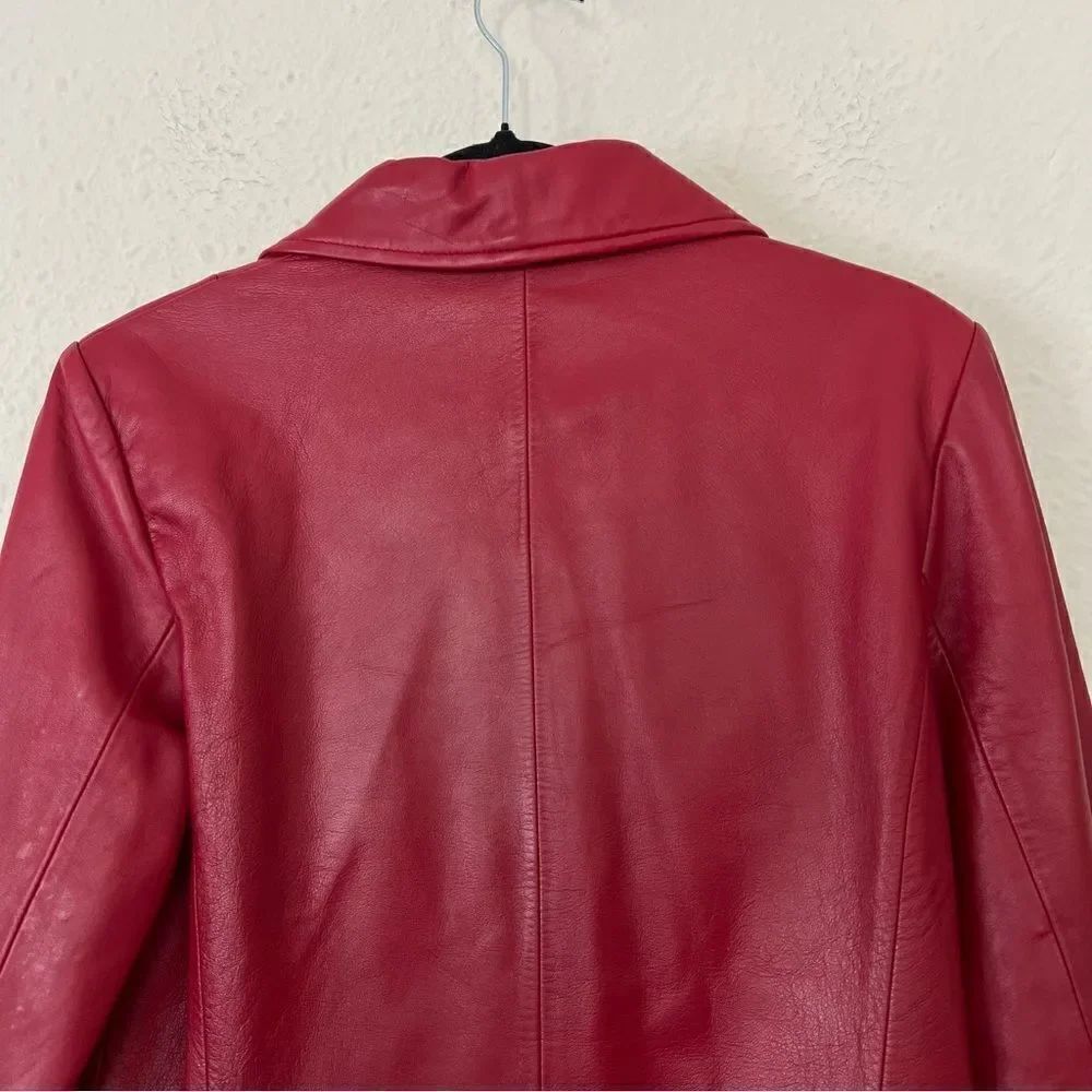 SIENA 100% Leather Red Blazer Jacket| Size 6 - Picture 6 of 14